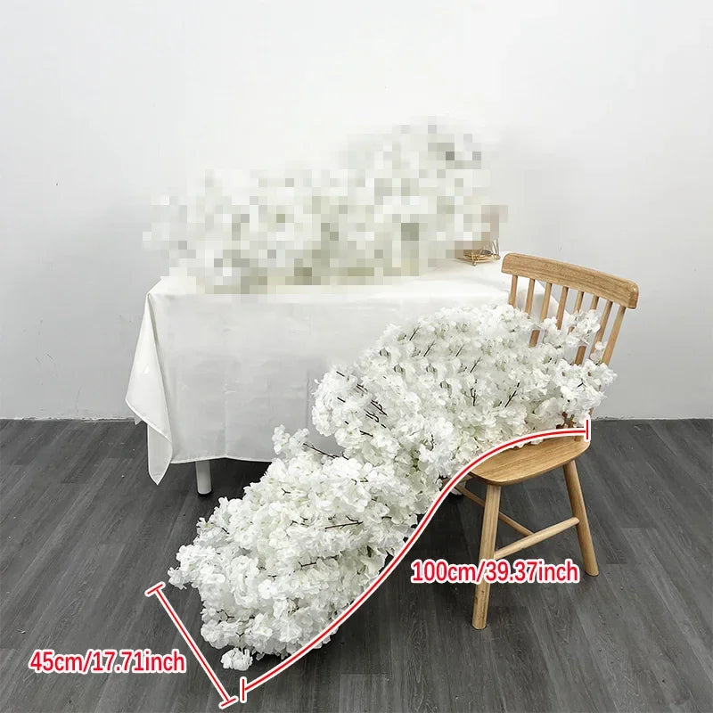 2m red rose Artificial Green Plants Flower Row Runner Wedding Backdrop center Flower ball Decor Floral Wall Party showcase Props