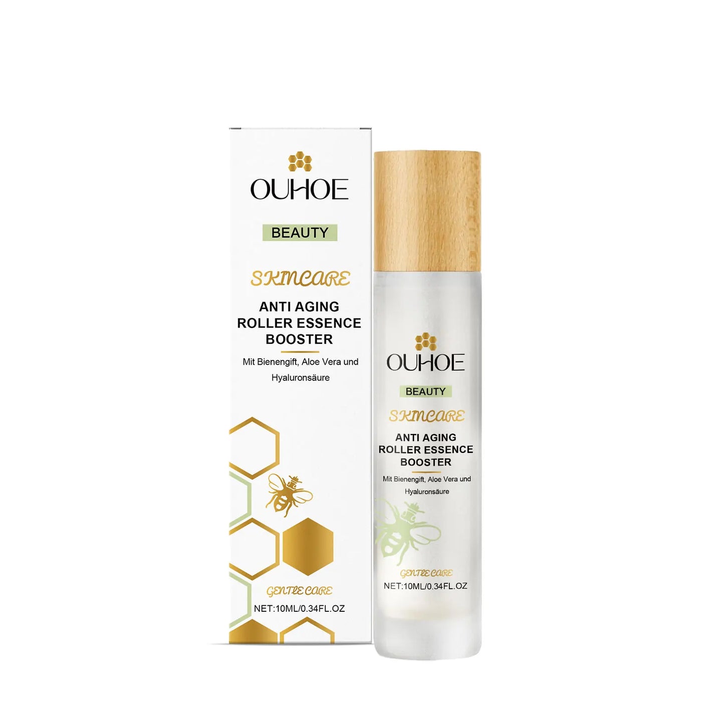 Anti Aging Roller Essence Bee Venom Booster Hyaluronic Acid Skin Firming Fine Lines Improvement Facial Massage Skincare Serum
