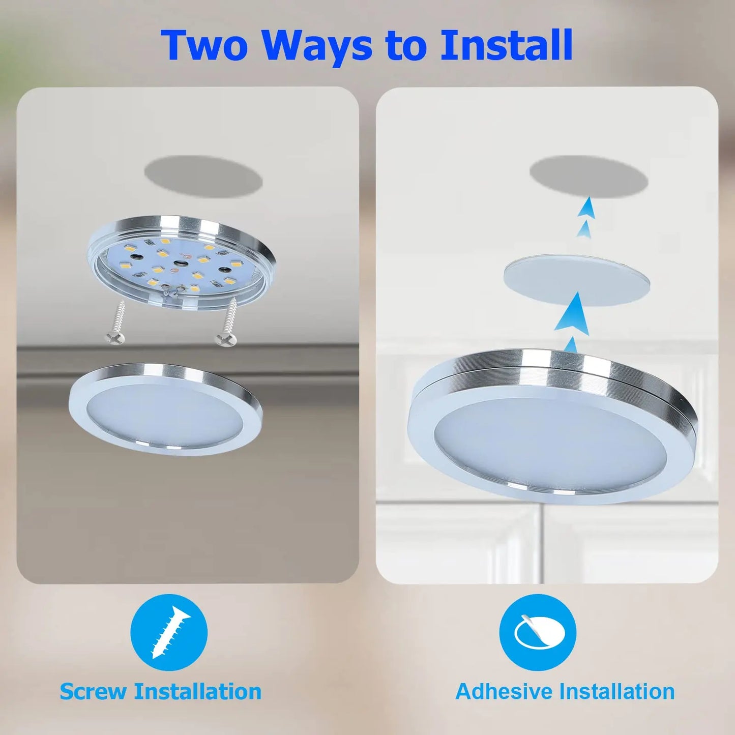 Led Under Cabinet Light 3W Round Dimmable Puck Lamp Kit with 5V USB Switch Interior Home Showcase Cupboard Mini Spot Downlights
