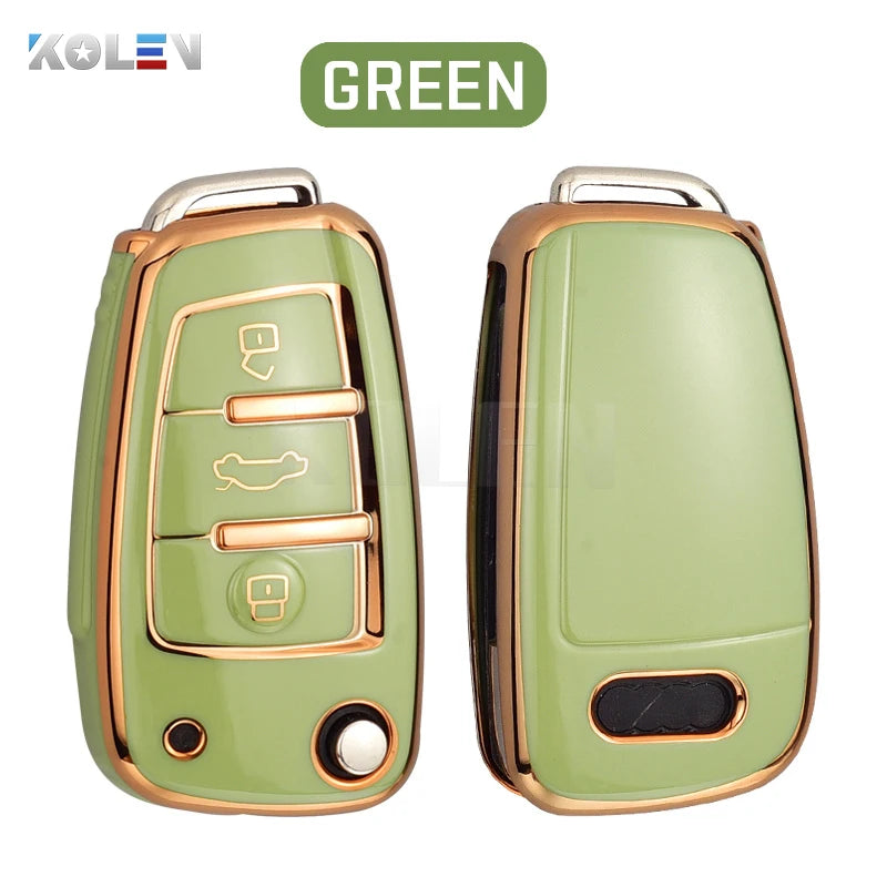 Fashion TPU Car Flip Key Case Cover Shell For Audi A1 A3 8P 8L A4 A5 B6 B7 A6 A7 C5 C6 4F Q3 Q5 Q7 Q8 TT S3 S4 S6 RS Accessories