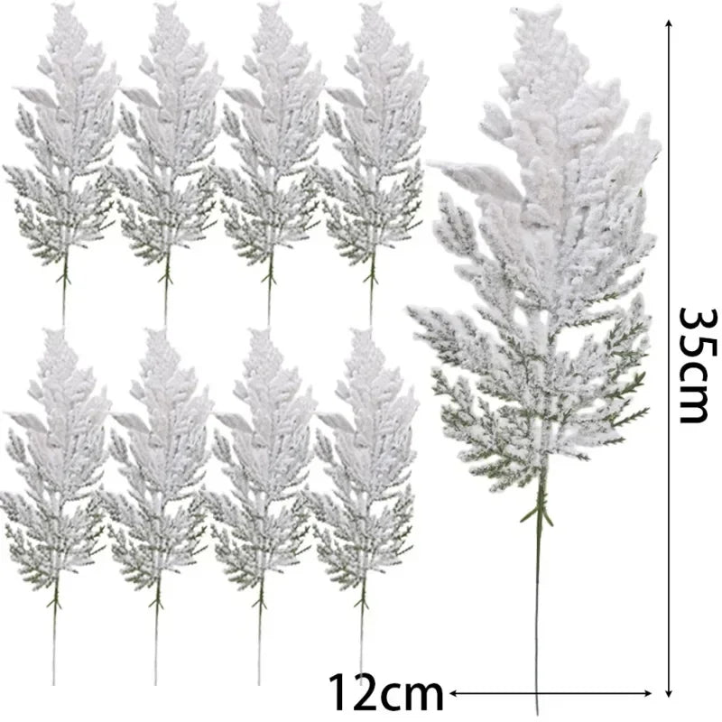Large Artificial Pine Needles Branches Snow Pine for Christmas Xmas Tree Wreath DIY Fake Plants Ornaments Home New Year Gifts