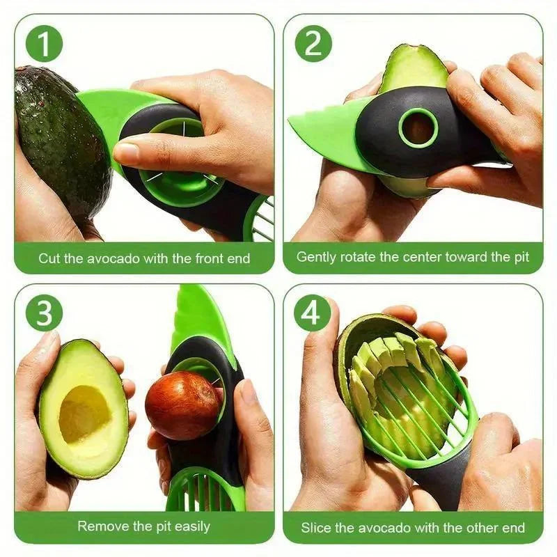 3-in-1 Avocado Slicer Cutter Pitter - Professional Kitchen Gadget With Stainless Steel Blade & Ergonomic Grip For Effortless Fru