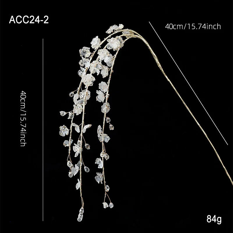 Crystal Bud Crystal Tree Branches Weeping Willow Long Branch Crystal Bud Branches Transparent Bead Sparkling Xmas Tree Ornament