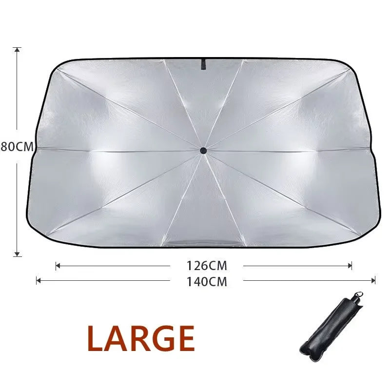 Car Sunshade Retractable Sunscreen Heat Insulation Front Windshield Parasol Anti-glare Uv-blocker Auto Internal Blocker 99.9% UV