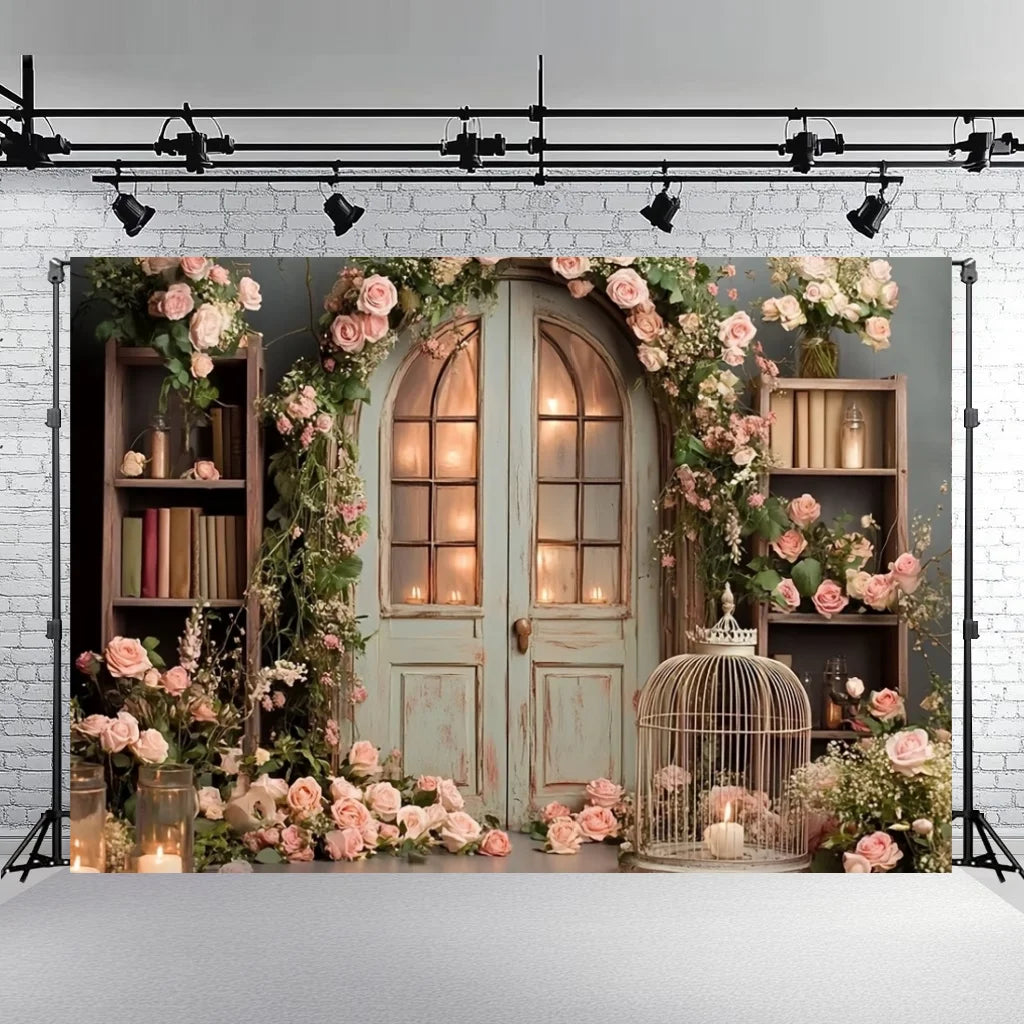 Rose Floral Background Summer Party Banner Flower Wall Wedding Birthday Decorations Bridal Marriage Backdrop Photography Studio