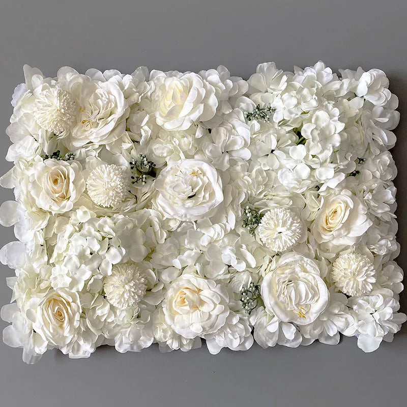 Silk Rose Flowers Wall Panel 3D Artificial Flower Background Wall Suitable Outdoor Home Decoration Wedding Party Bridal Shower