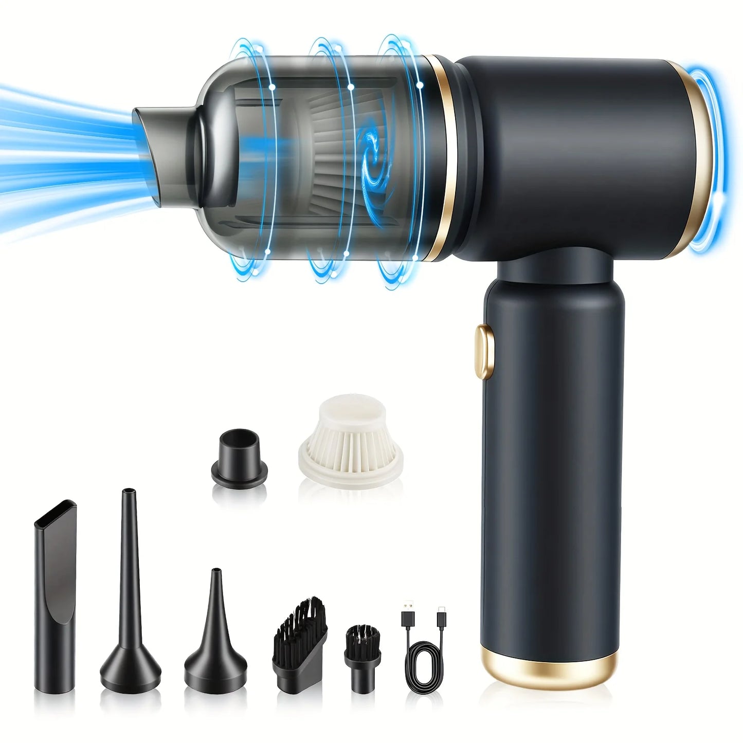 Handheld Car Vacuum Cleaner 18000PA Cordless Portable 2 in 1 Air Duster and Vacuum Multi Nozzles 120W High Power for Car Home Pet Office Mini Vacuum