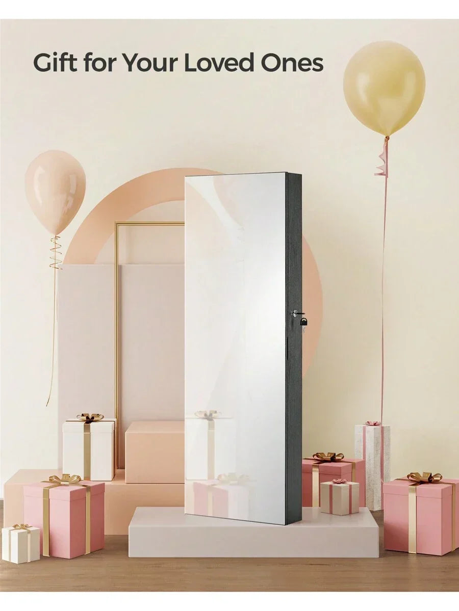SONGMICS Jewelry Cabinet Armoire Lockable Wall Mounted Mirror Organizer Unit