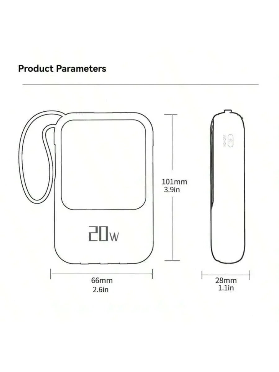 Small Portable Charger Power Bank PD20w Fast Charging