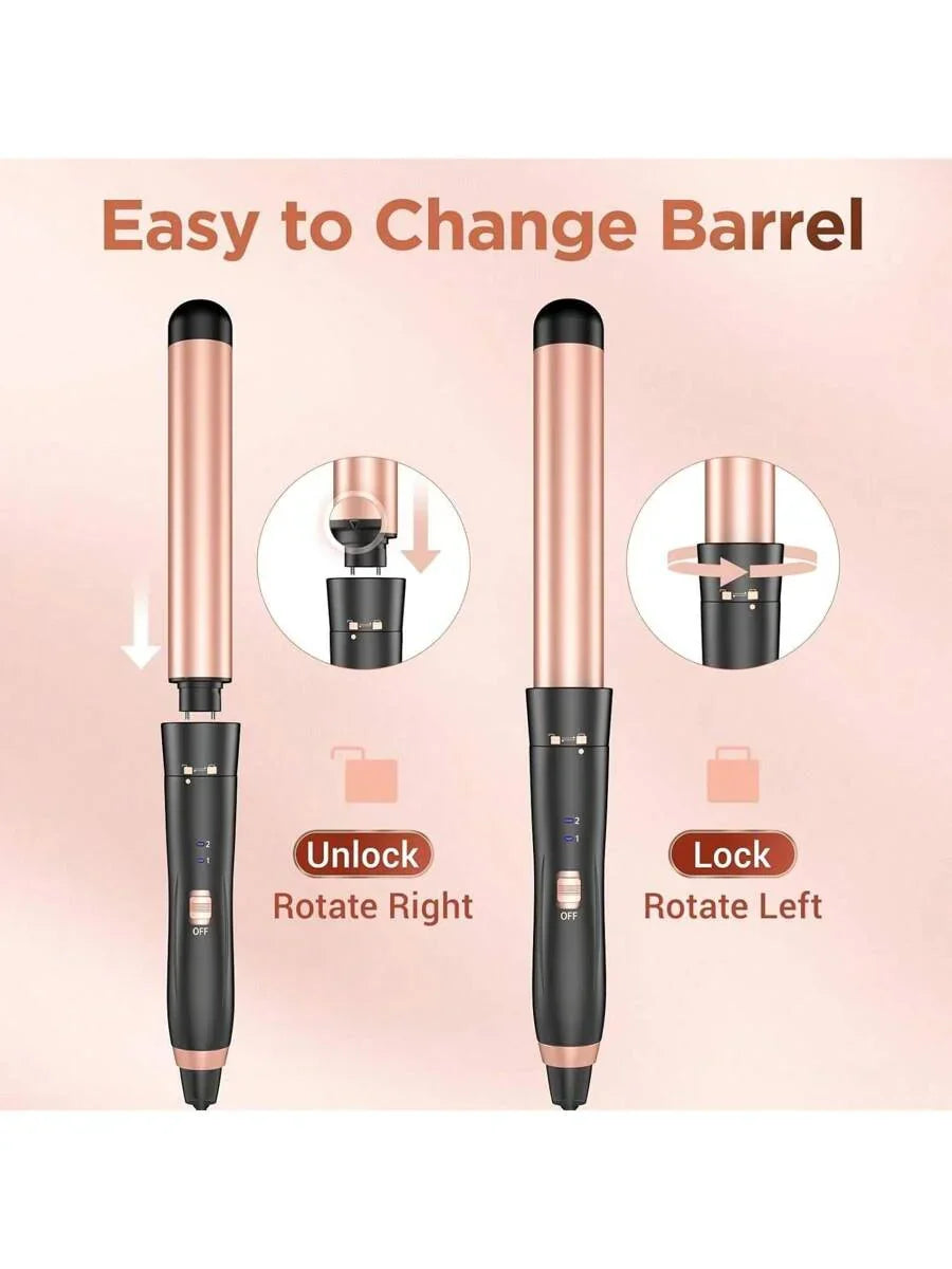 5 In 1 Wand Curling Iron-Curling Wand Set With Hair Straightener