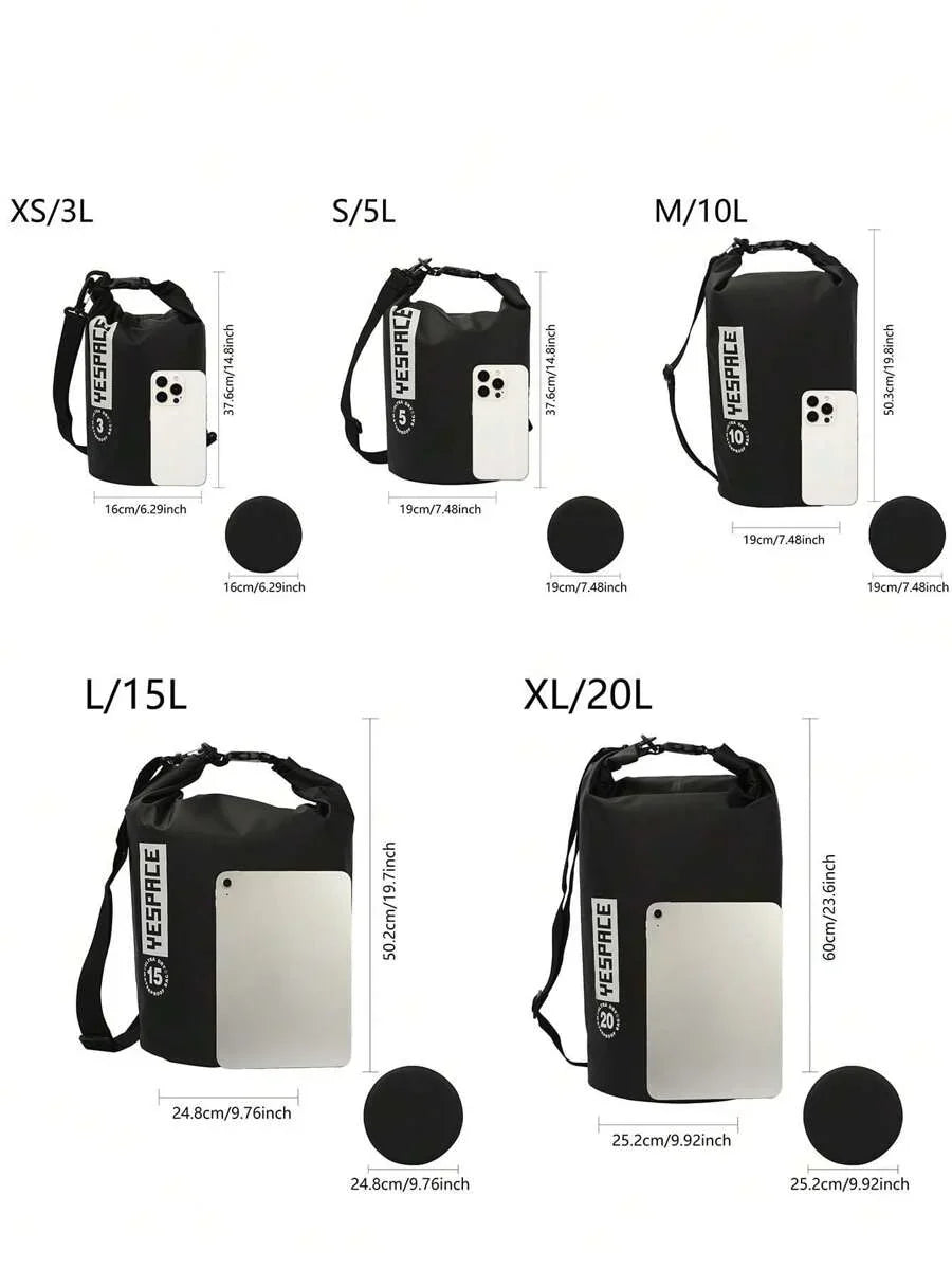 YESPACE Waterproof PVC Dry Bag Backpack With Mesh Pocket