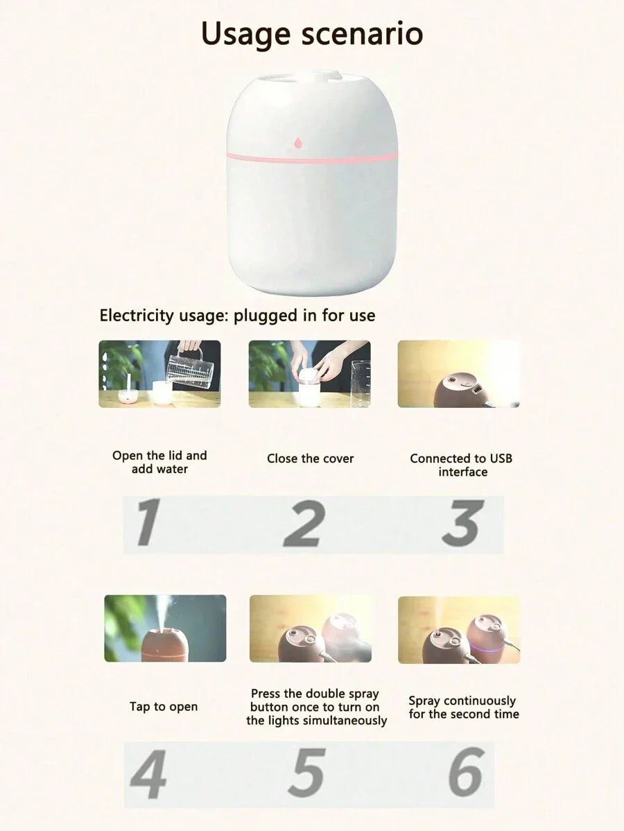 USB-powered 220ml Mini Droplet-Shaped Portable Air Humidifier & Essential Oil Diffuser