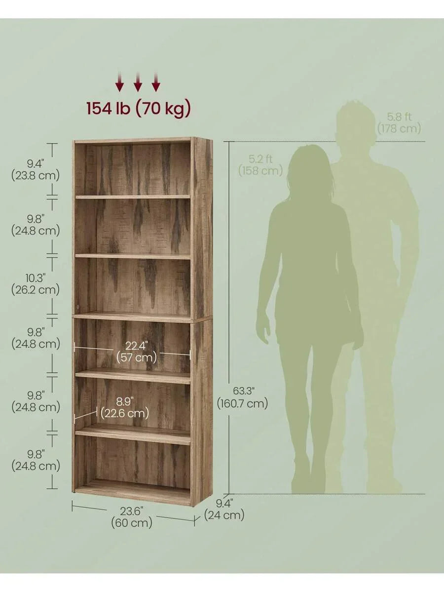VASAGLE Bookshelf, 6-Tier Bookcase
