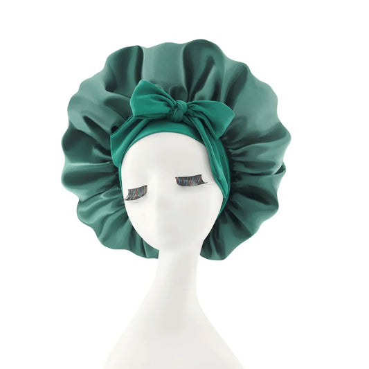 [Pink Satin Bonnet] Soft Luxurious Pink Satin Bonnet - Adjustable Tie Band & Bow Accent, Comfortable Ruffled Design For A Snug Fit, Hair Protection | Satin Cap | Smooth Satin Finish For Women & Men