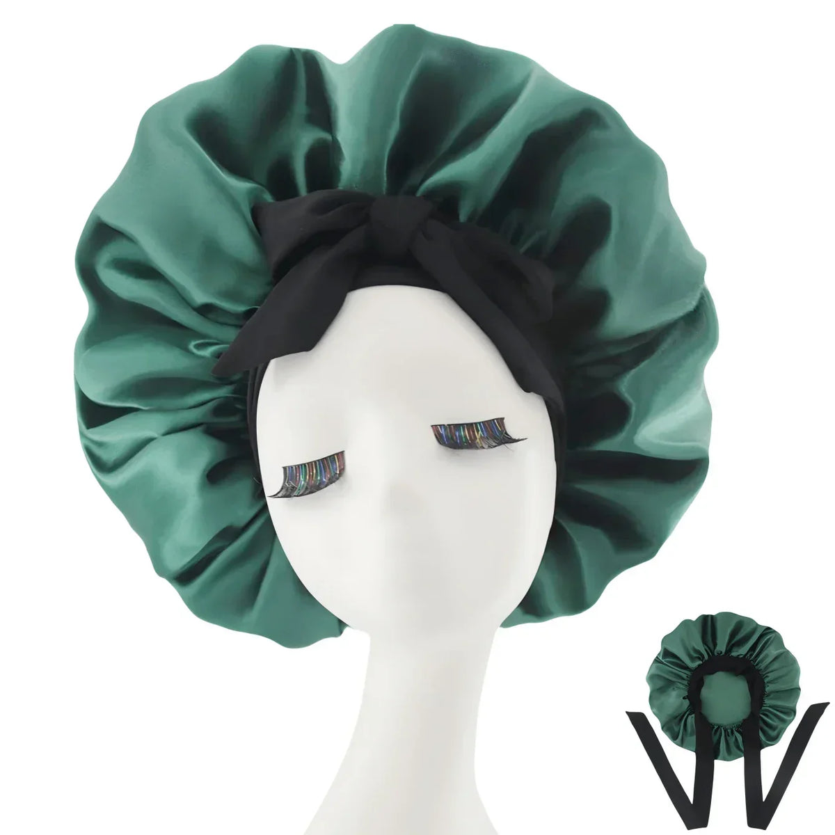 [Pink Satin Bonnet] Soft Luxurious Pink Satin Bonnet - Adjustable Tie Band & Bow Accent, Comfortable Ruffled Design For A Snug Fit, Hair Protection | Satin Cap | Smooth Satin Finish For Women & Men