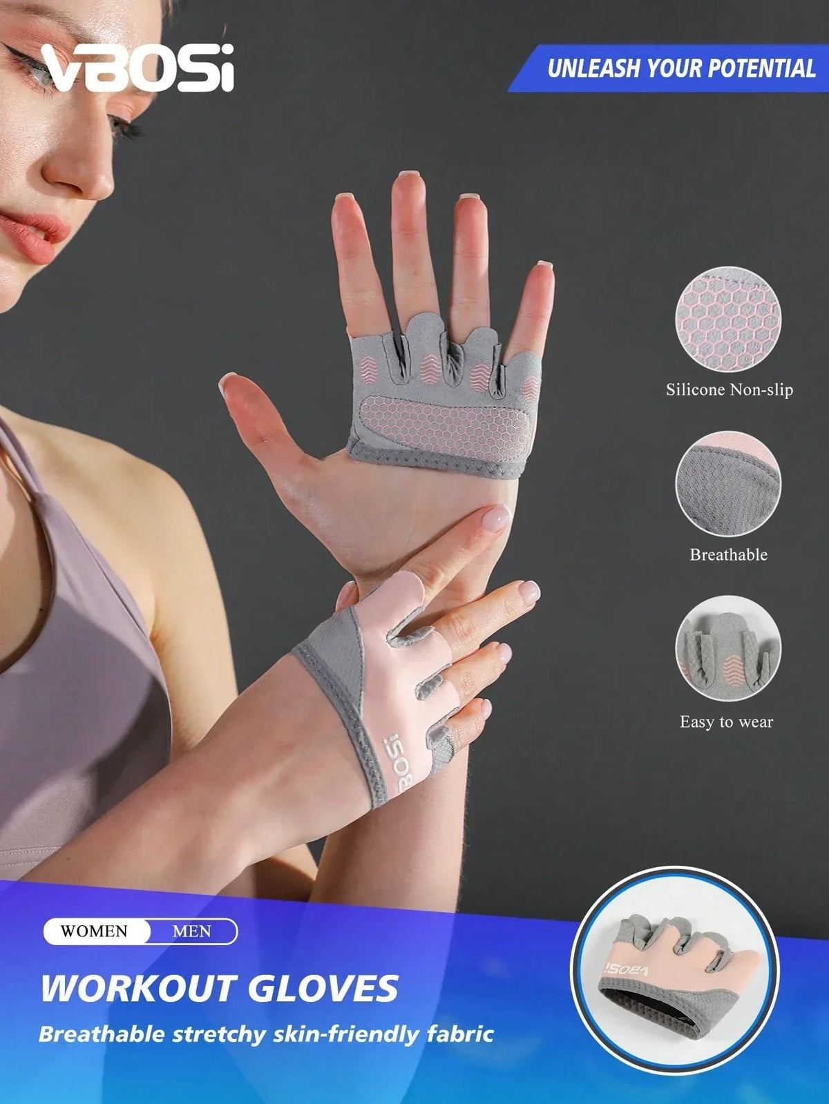 VBOSI Unisex Four-Finger Workout Gloves