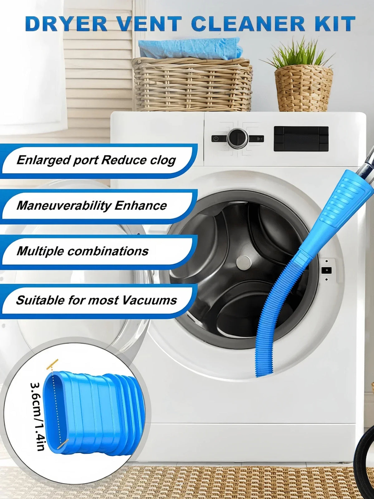 Flexible Dryer Lint Vacuum Attachment