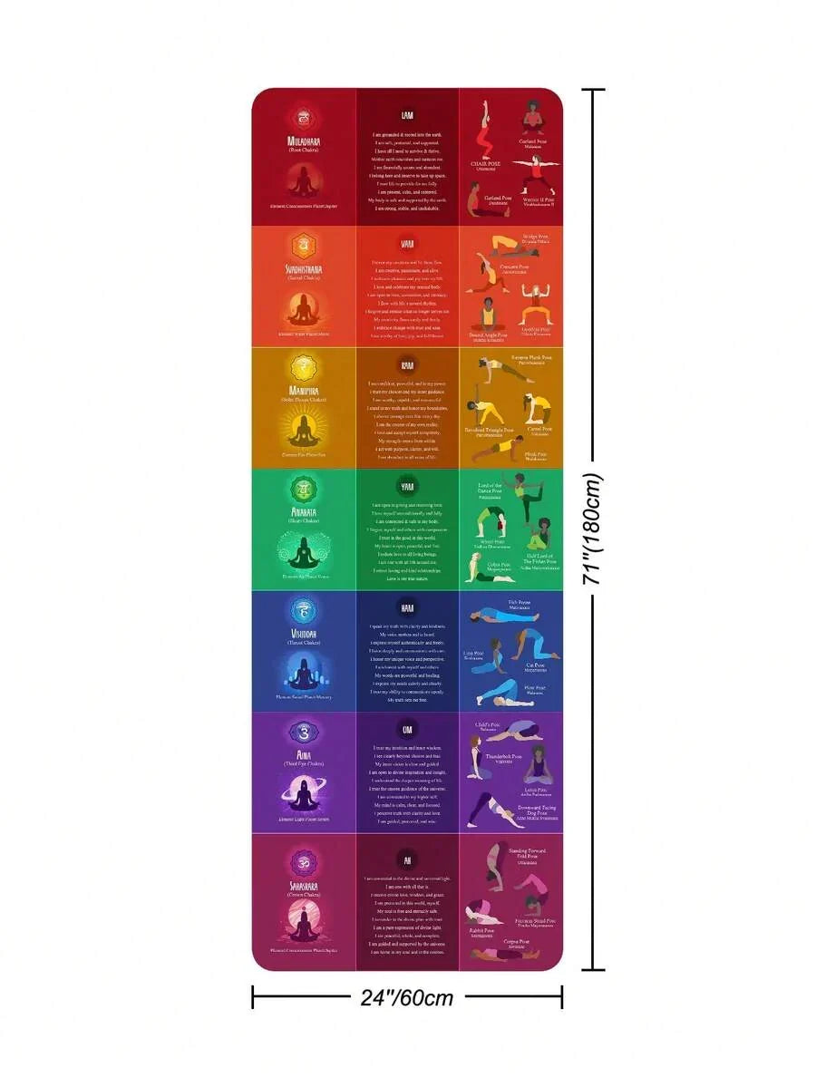 [Rainbow 7 Chakra Yoga Mat] Thick Non-Slip Silica Gel Material Home Fitness Mat