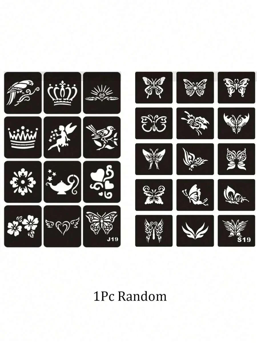 1/2 Pack Reusable Hollow Butterfly Pattern Stencils With Tweezers