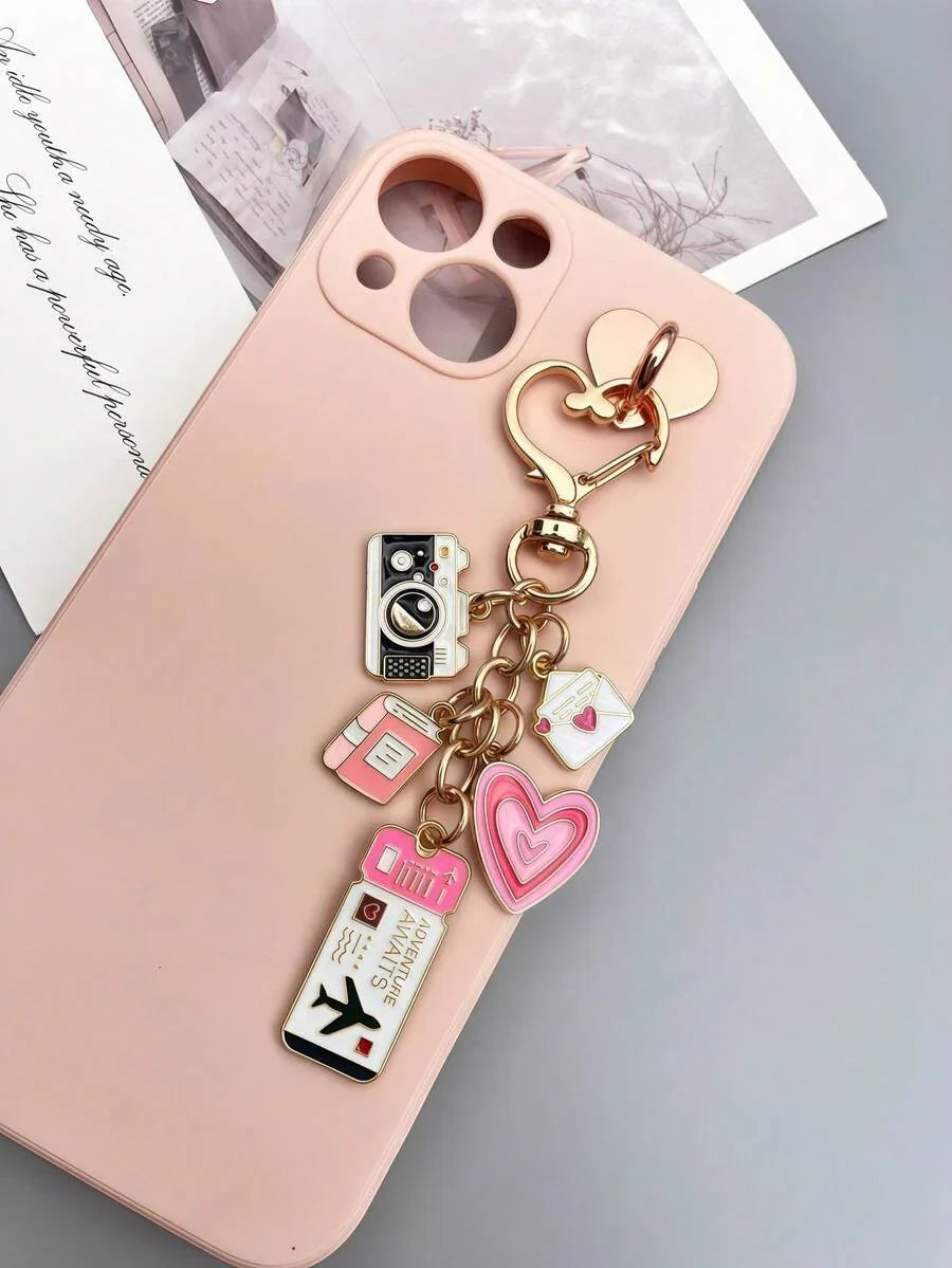 1pc Elegant Pink Bow Travel Keychain Pendant
