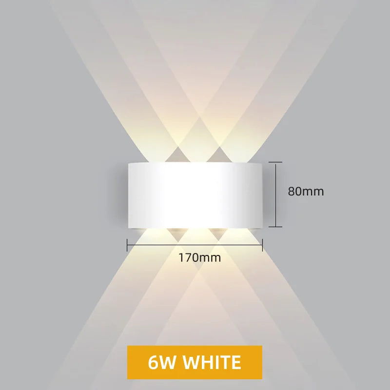 Aluminum LED Wall Lamp Waterproof IP65 Interior Wall Light Up and Down Outdoor Garden Lights Bedroom Living Room Stairs Lighting