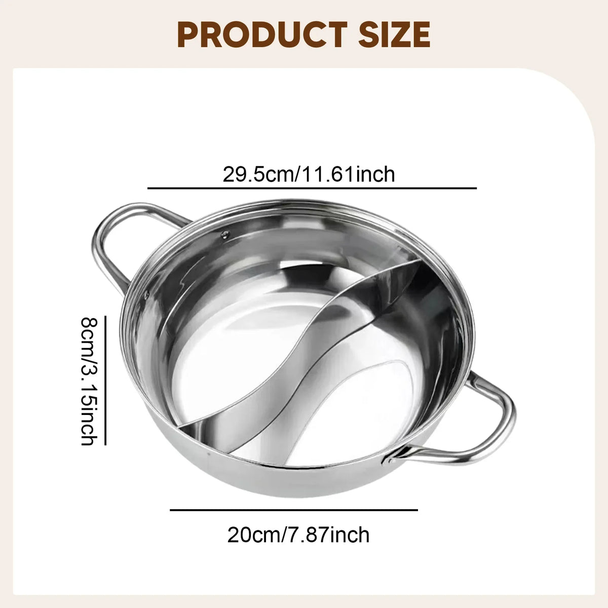 Stainless Steel Divided Hot Pot Cooking Pot Double Favor Fit Induction Cooktop Gas Stove for Family Party Home Picnic 30/32/34/3