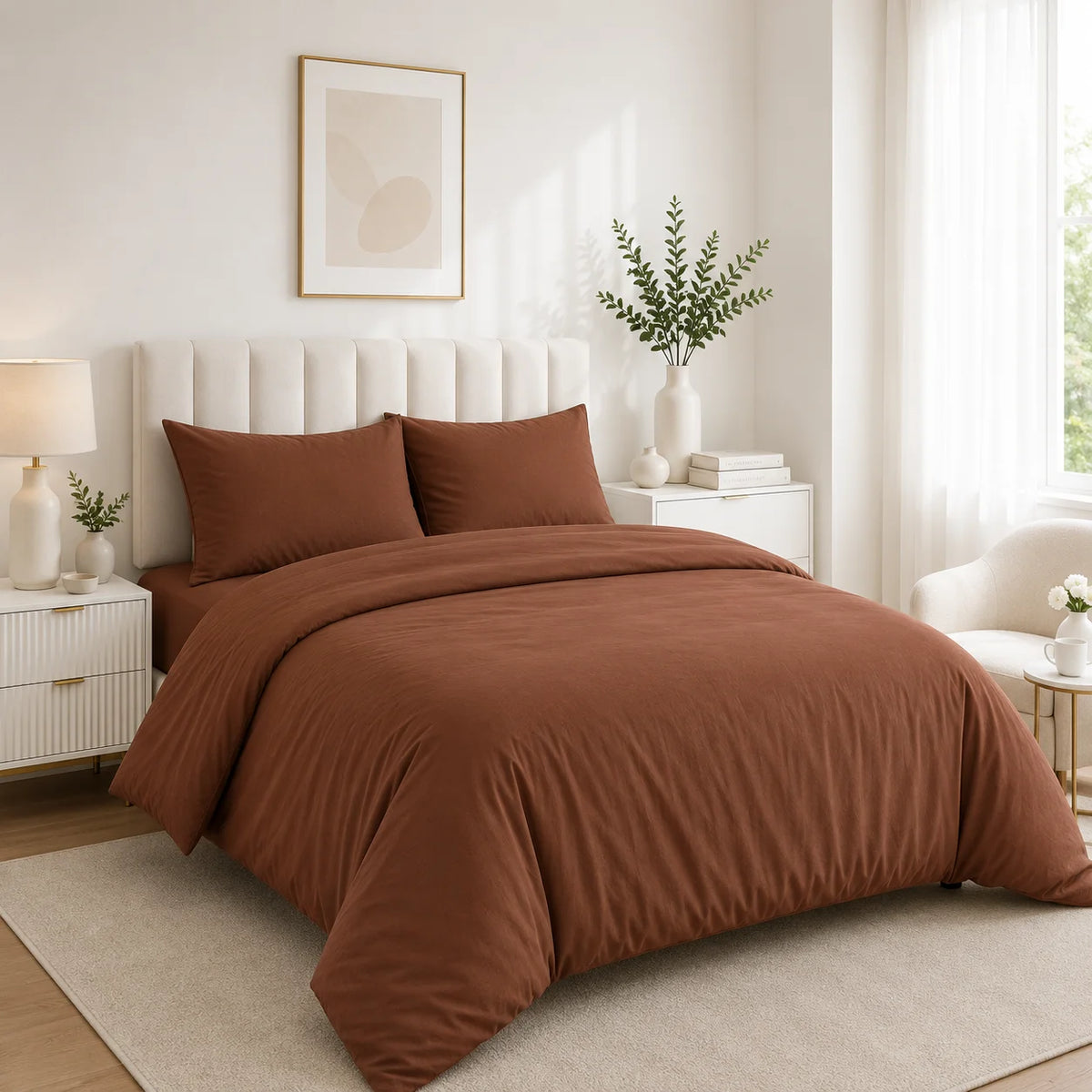 Duvet Cover with Pillowcase Polycotton Plain Dyed Quilt Bedding Set Available Size Single Double King