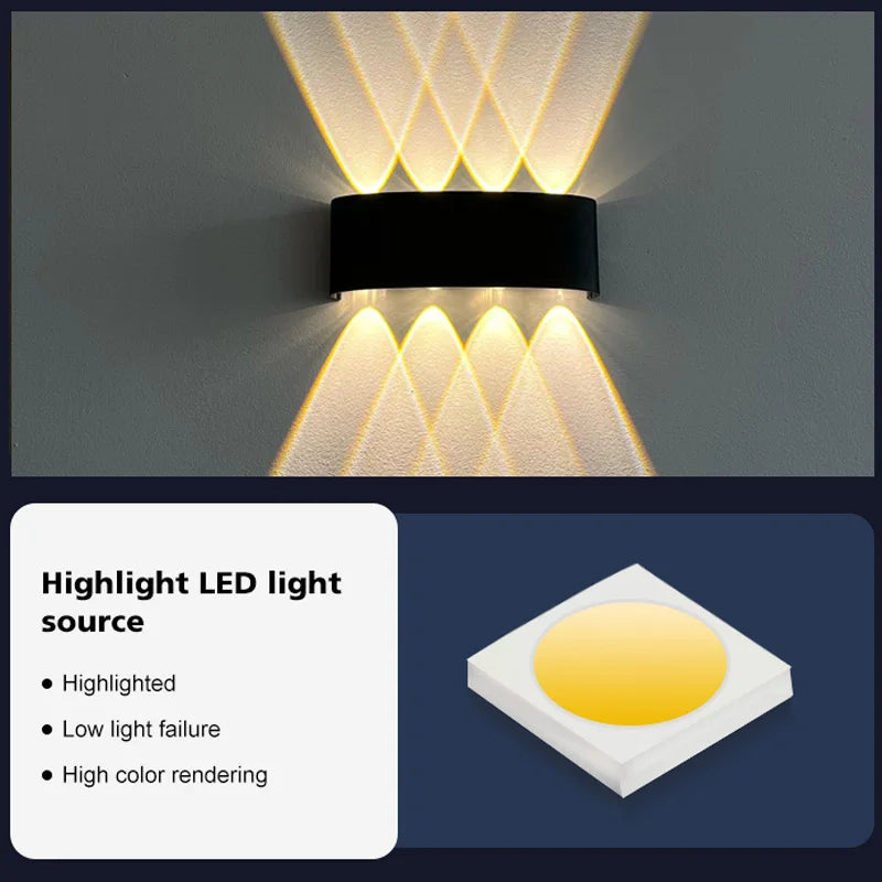 Aluminum LED Wall Lamp Waterproof IP65 Interior Wall Light Up and Down Outdoor Garden Lights Bedroom Living Room Stairs Lighting