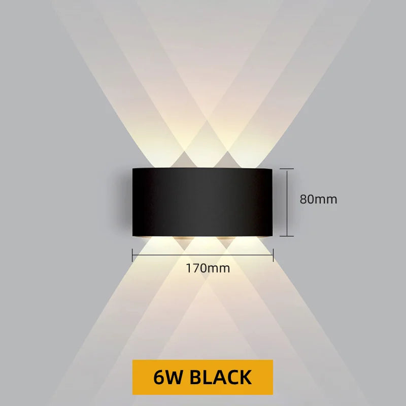 Aluminum LED Wall Lamp Waterproof IP65 Interior Wall Light Up and Down Outdoor Garden Lights Bedroom Living Room Stairs Lighting