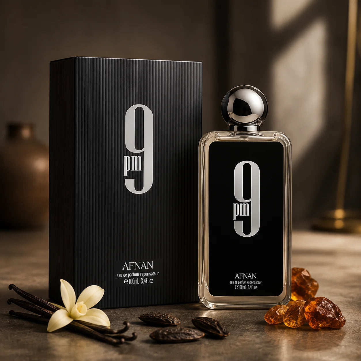 Luxury Transparent Square Bottle Afnan 9 PM Mens Perfume 100ml Long Lasting Arabic Woody Eau De Parfum Cologne Gift Box For Men Holiday Birthday Present