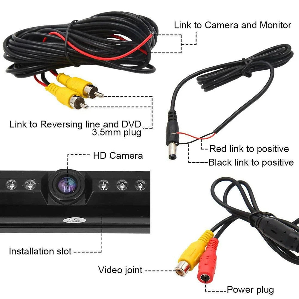 HD Backup Camera License Plate Metal Frame Rear View Parking Camera CMOS LED Night Vision For Car Truck SUV