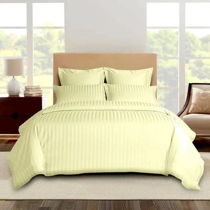 Luxury Satin Stripe Duvet Cover Set – 100% Microfiber Bedding Set – Single, Double, King Super King Sizes Soft Hotel Quality