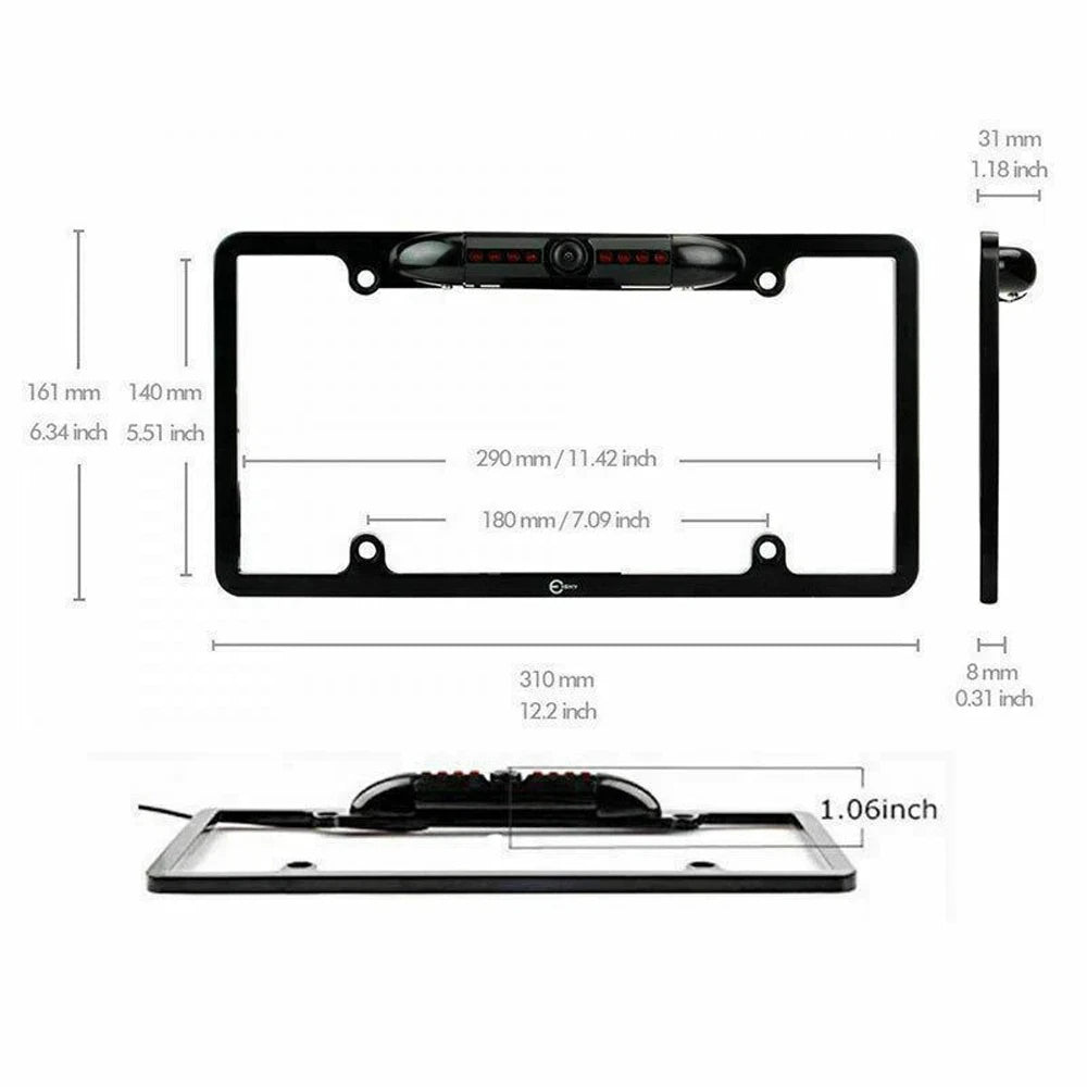 HD Backup Camera License Plate Metal Frame Rear View Parking Camera CMOS LED Night Vision For Car Truck SUV
