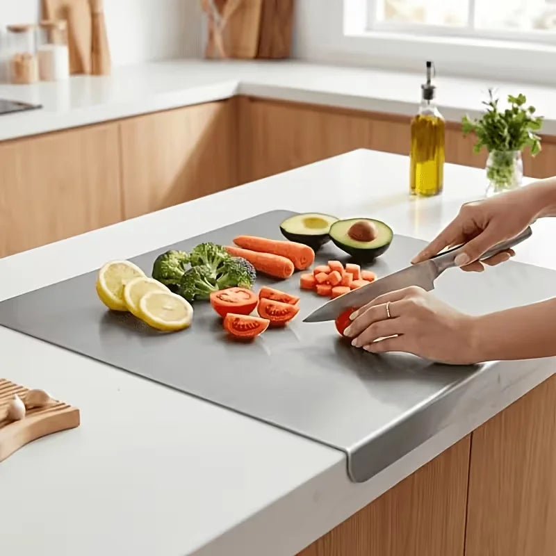 L-shaped Chopping Board Stainless Steel Large Size Doublesided Chopping Board Kitchen Tool Home Fruit Cutting And Kneading Panel