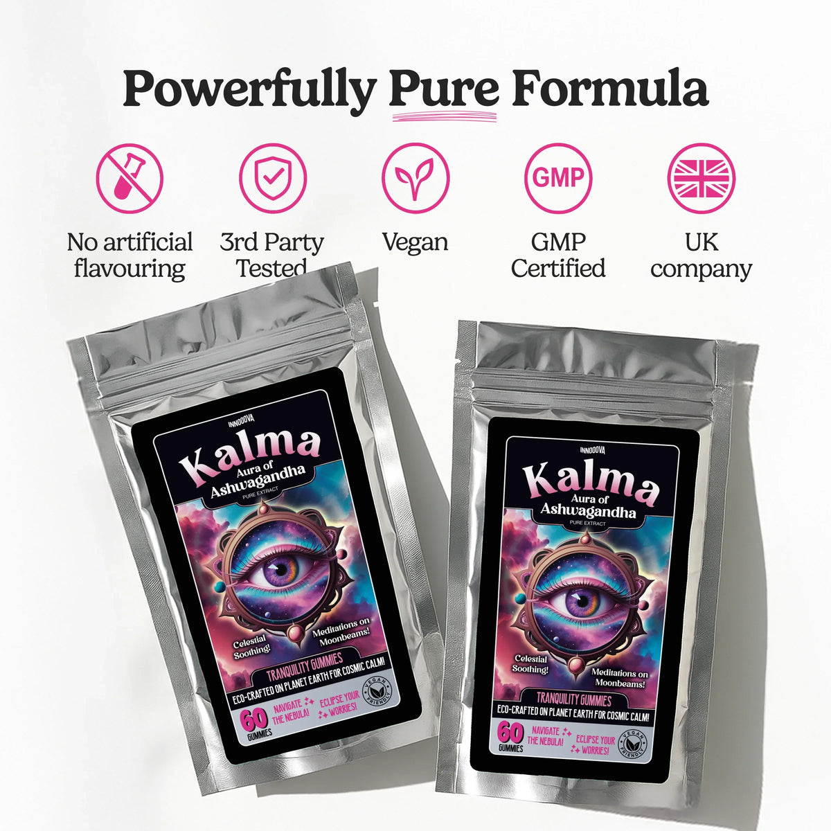 Kalma 6 x 60 Gummies Full Pack Bundle Pure Ashwagandha Extract + Vitamin B6 Adaptogenic Vegan Gummies - 6 Month Supply Formulated for Calm, Balance + Mental Clarity. Support Focus, Restful Sleep + Your Natural Response to Eve