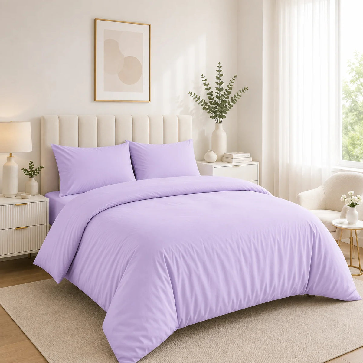 Duvet Cover with Pillowcase Polycotton Plain Dyed Quilt Bedding Set Available Size Single Double King