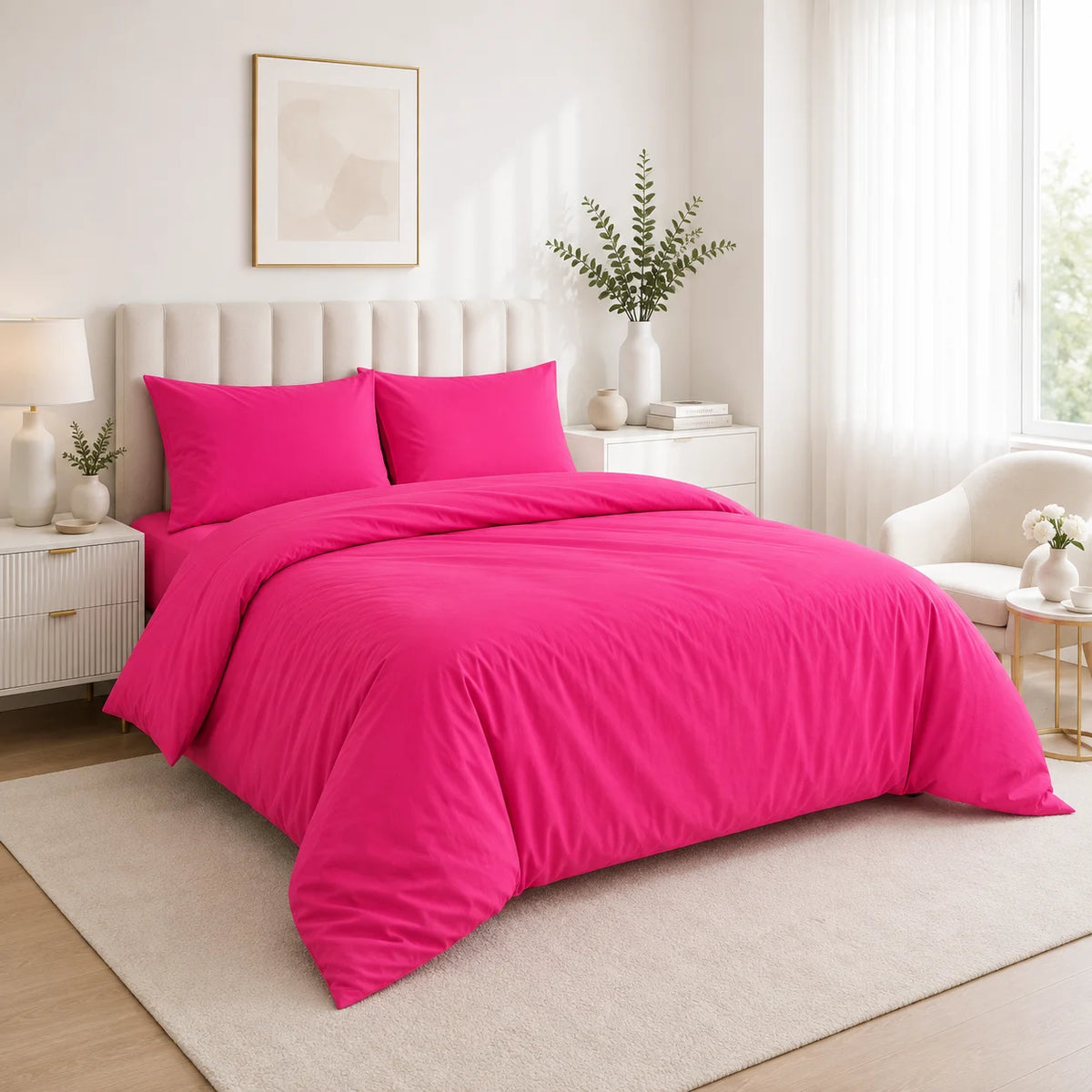 Duvet Cover with Pillowcase Polycotton Plain Dyed Quilt Bedding Set Available Size Single Double King