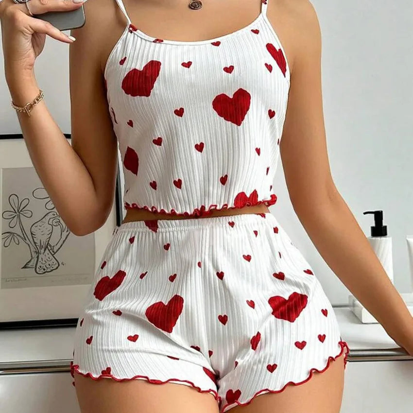 Women’s Heart Print Pajama Set