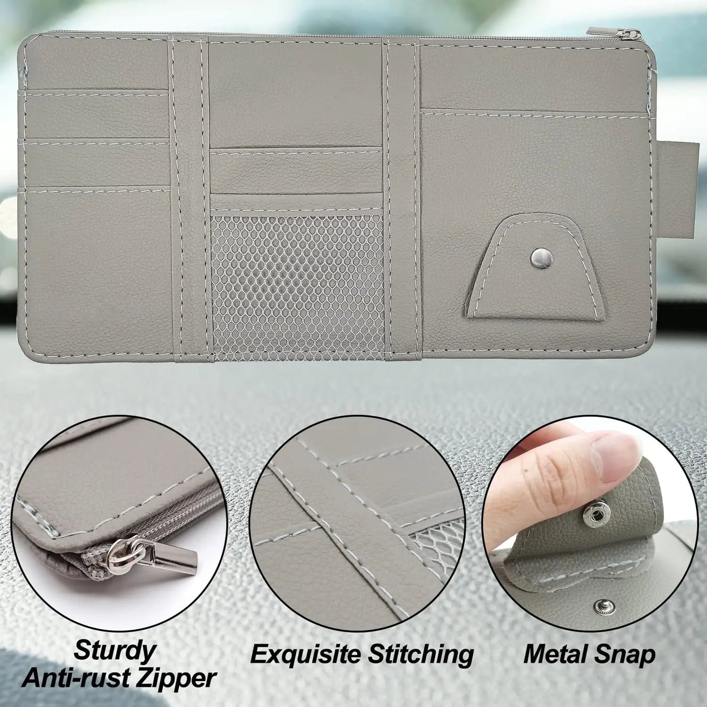 Car Sun Visor Organizer Truck Storage Pocket Pouch Case Bag for Sunglasses Cards Pens Document - Dashboard Sunshade Organizer