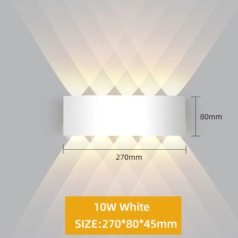 Aluminum LED Wall Lamp Waterproof IP65 Interior Wall Light Up and Down Outdoor Garden Lights Bedroom Living Room Stairs Lighting