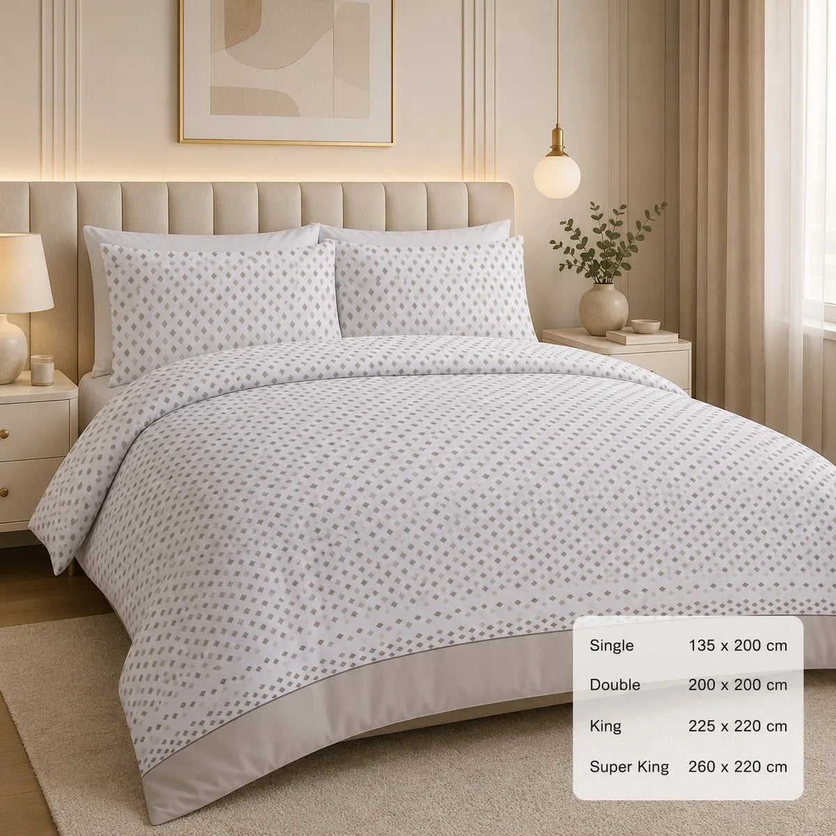 Luxury Printed Microfibre Duvet Cover Set with Pillowcase Soft Breathable Bedding Quilt Cover Single Double King Super King All Season
