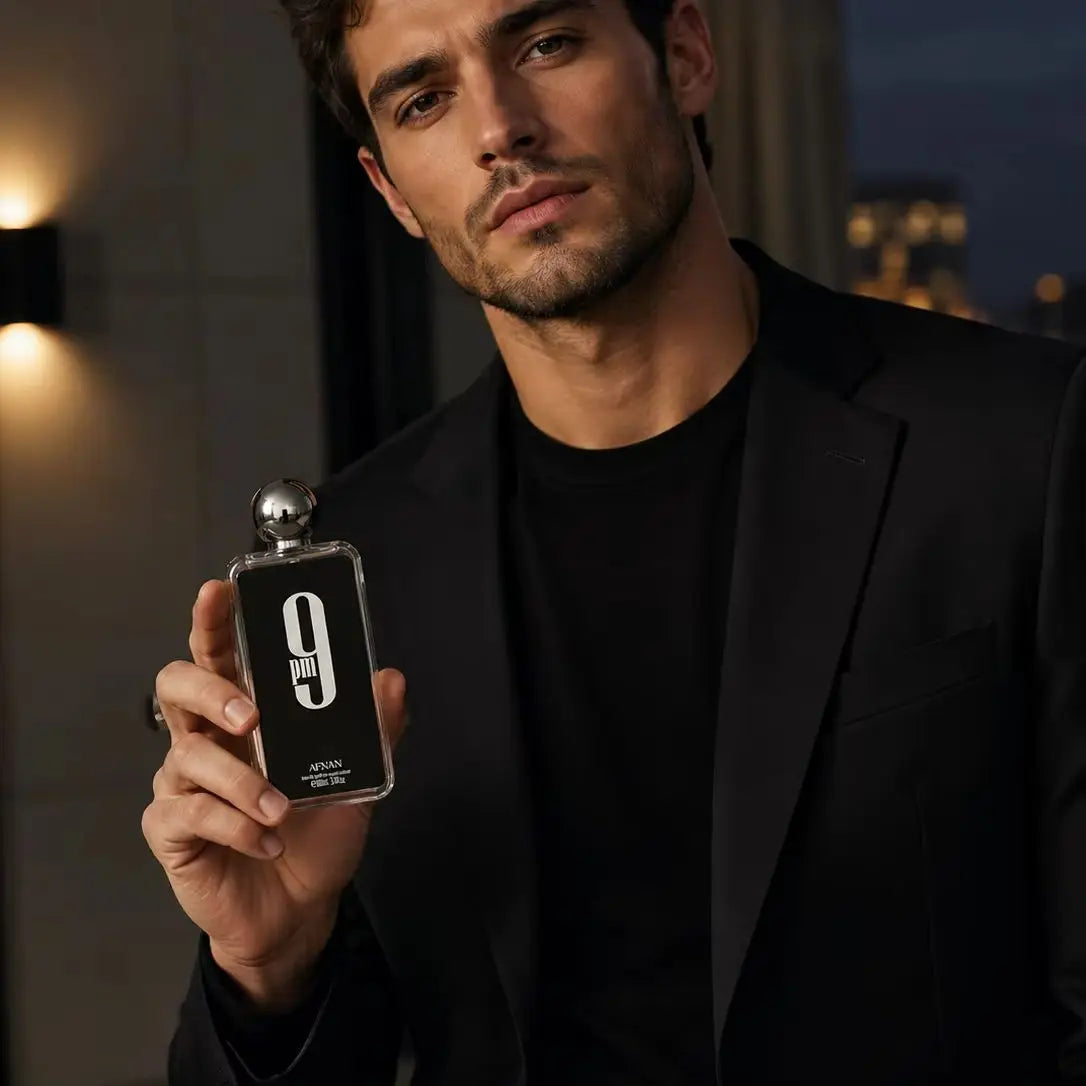 Luxury Transparent Square Bottle Afnan 9 PM Mens Perfume 100ml Long Lasting Arabic Woody Eau De Parfum Cologne Gift Box For Men Holiday Birthday Present