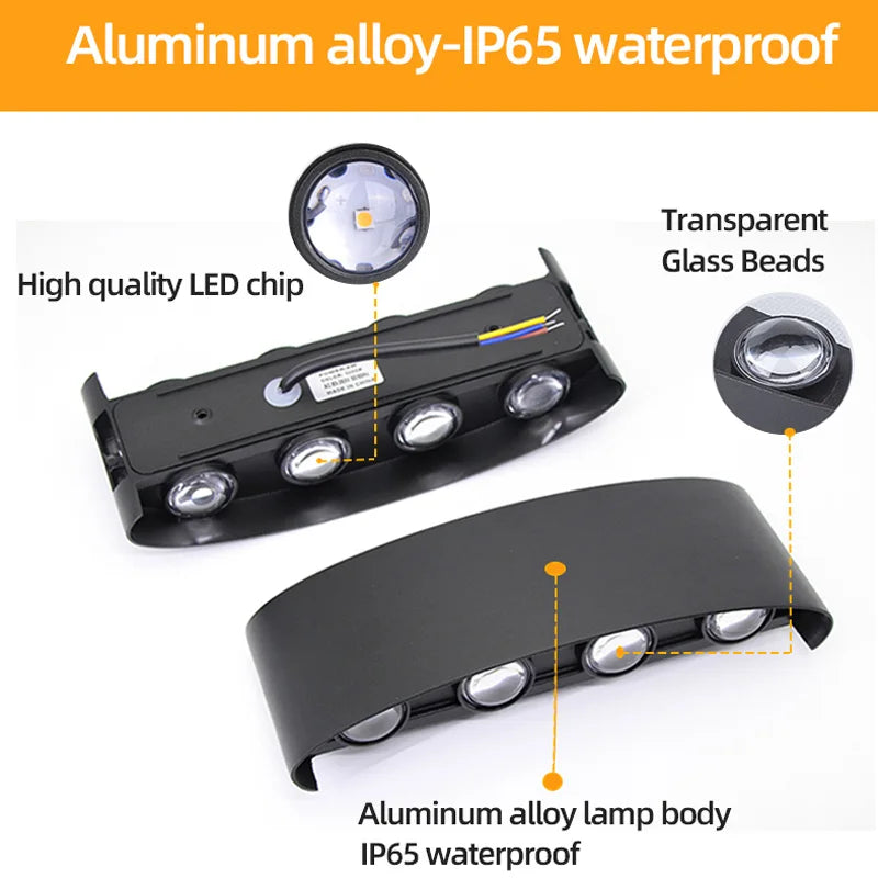 Aluminum LED Wall Lamp Waterproof IP65 Interior Wall Light Up and Down Outdoor Garden Lights Bedroom Living Room Stairs Lighting
