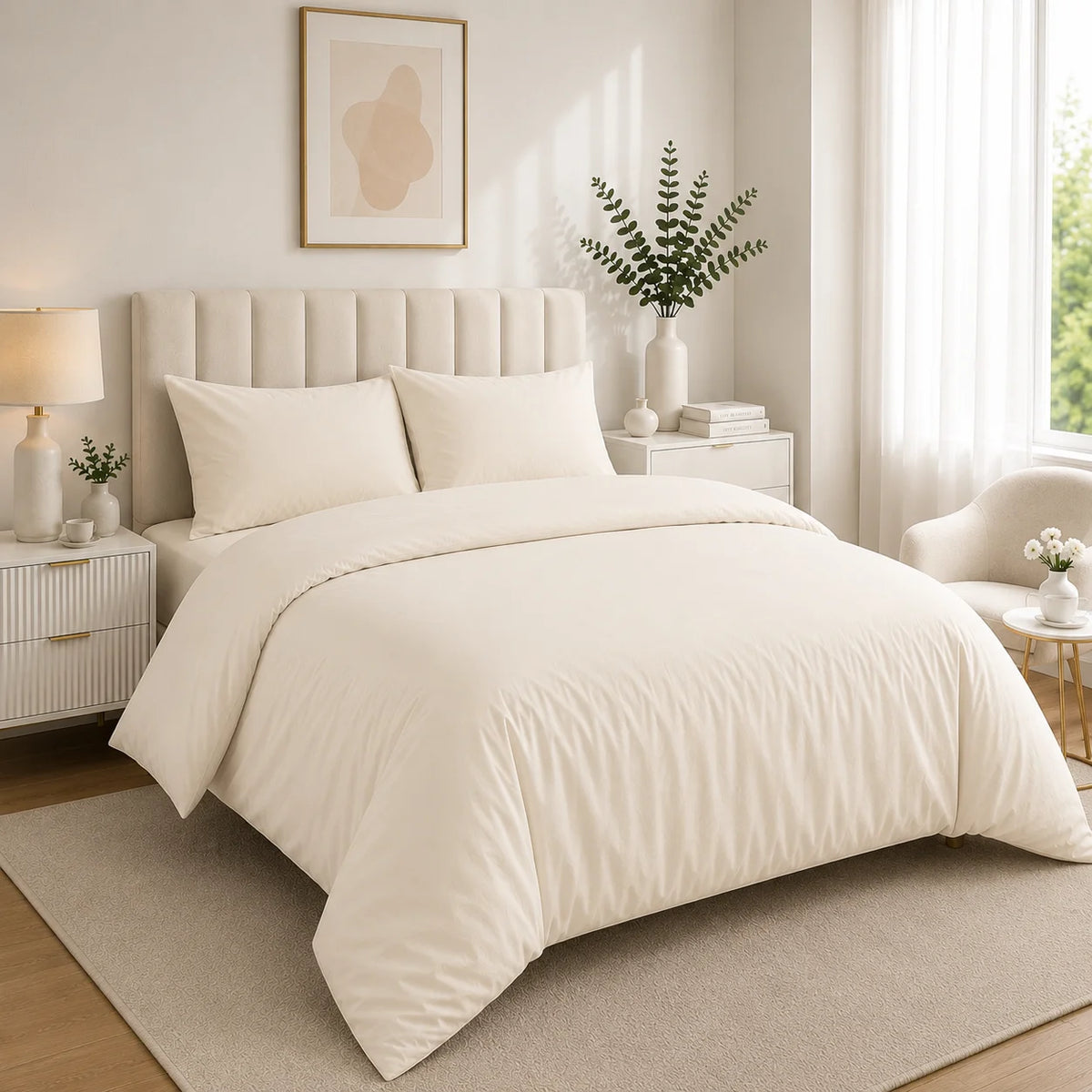 Duvet Cover with Pillowcase Polycotton Plain Dyed Quilt Bedding Set Available Size Single Double King