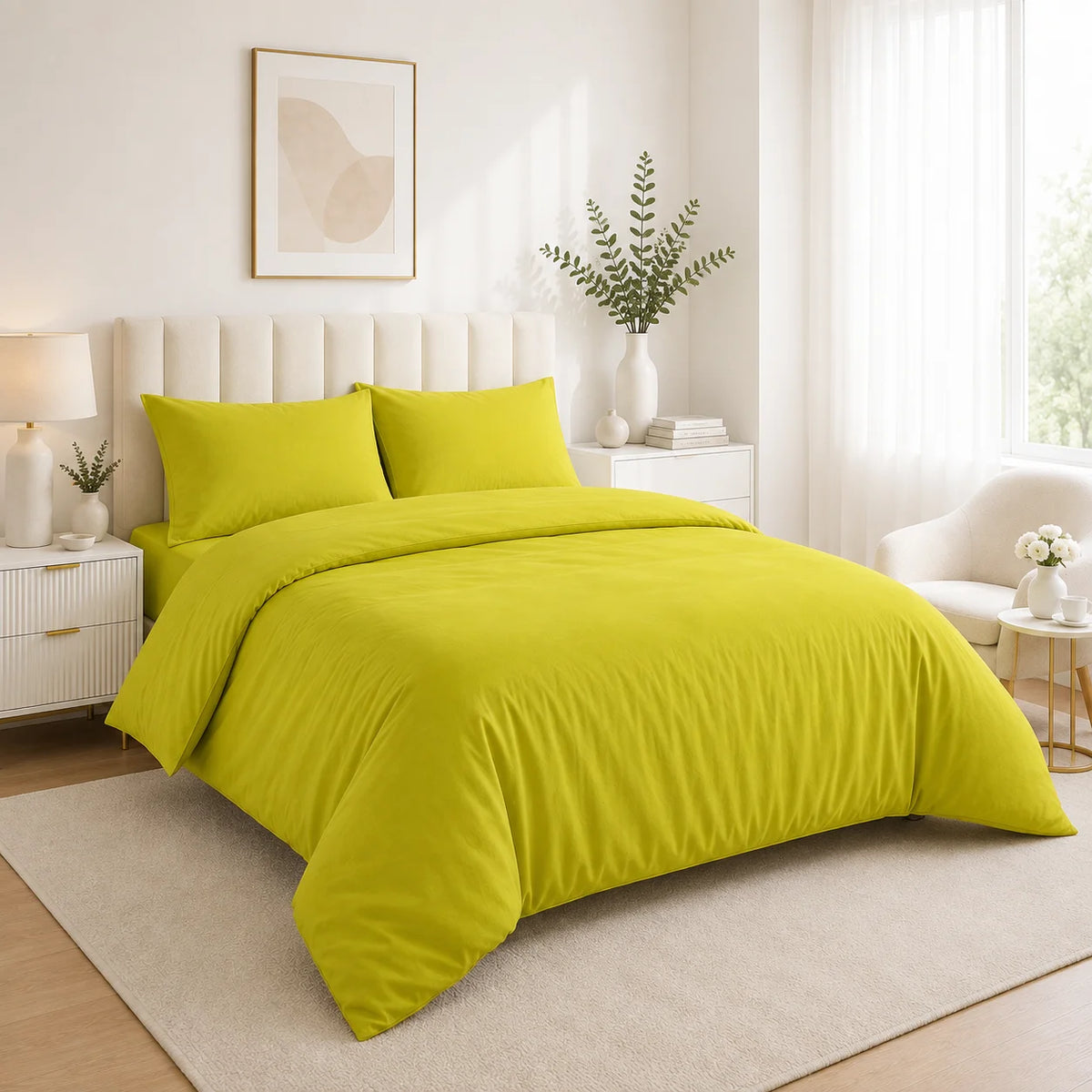 Duvet Cover with Pillowcase Polycotton Plain Dyed Quilt Bedding Set Available Size Single Double King