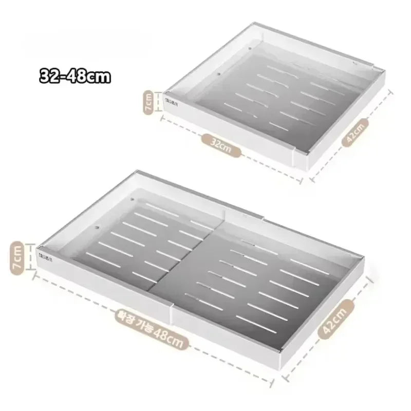 Pull Out Tray Cabinet Organizer Kitchen Storage Rack Expandable Under Sink Spice Boxes Silent Slide Drawer Style Bowl Dish Shelf