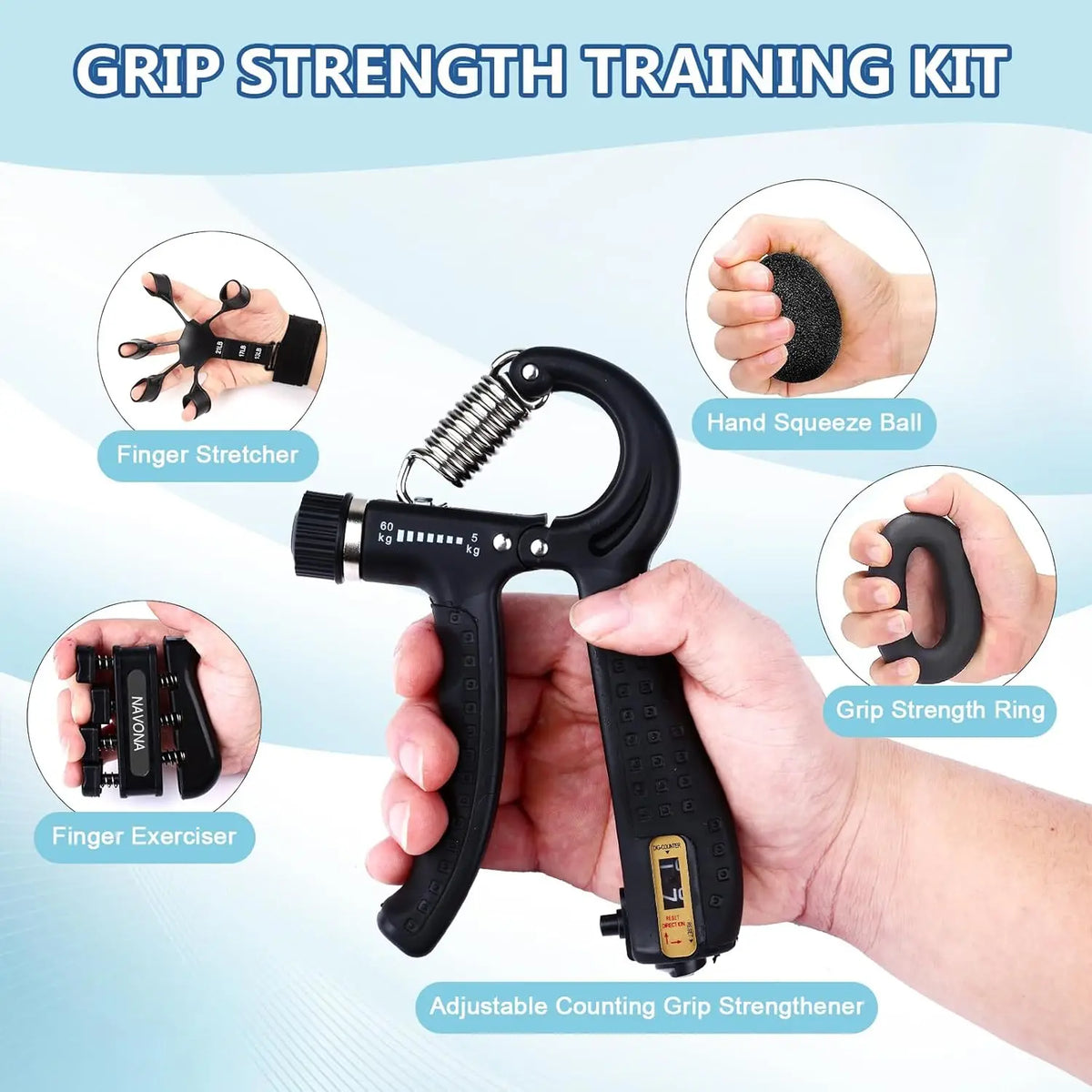 Adjustable Hand Grip Trainer Kit