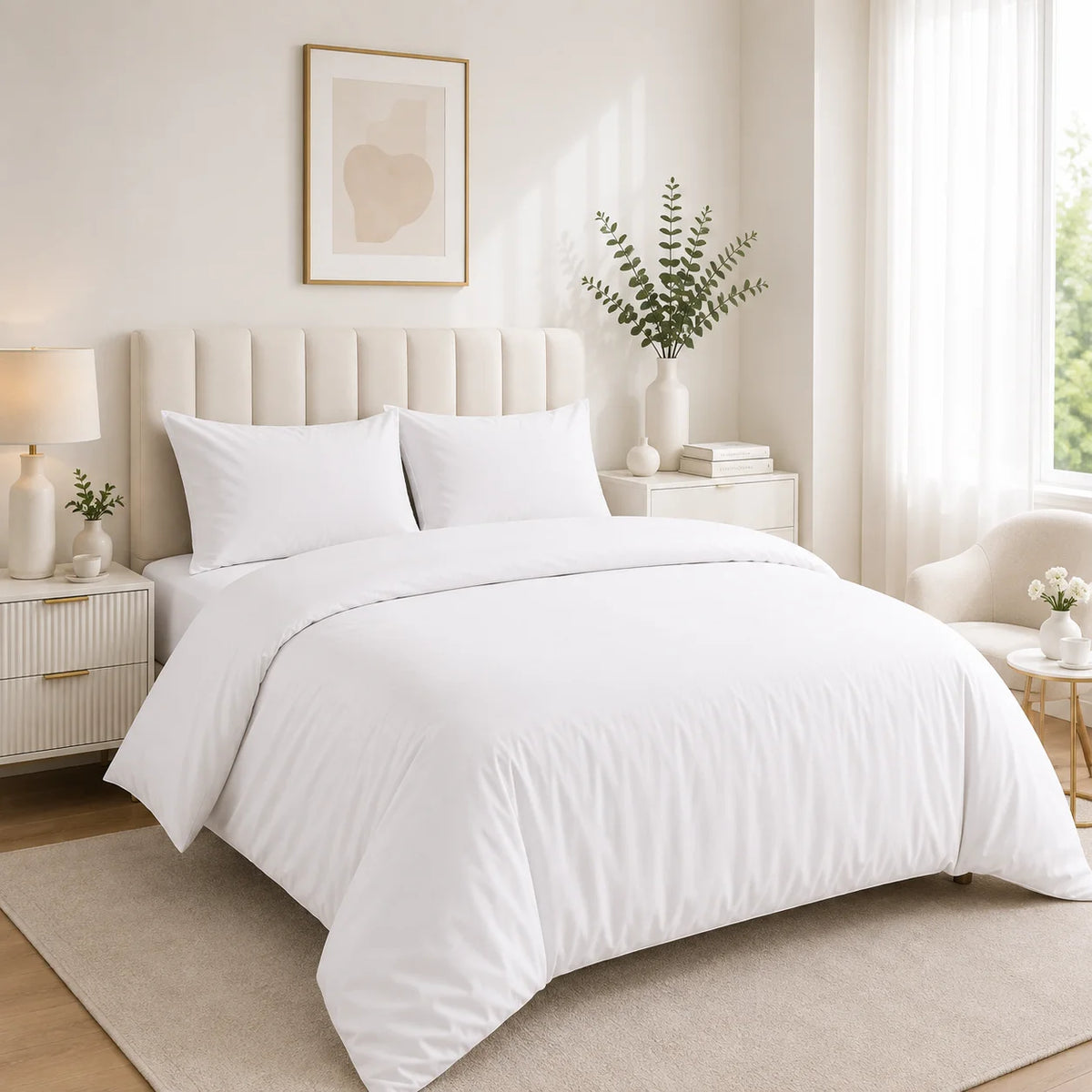 Duvet Cover with Pillowcase Polycotton Plain Dyed Quilt Bedding Set Available Size Single Double King