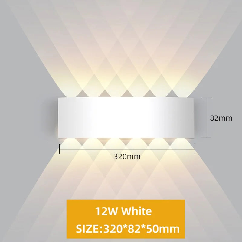 Aluminum LED Wall Lamp Waterproof IP65 Interior Wall Light Up and Down Outdoor Garden Lights Bedroom Living Room Stairs Lighting