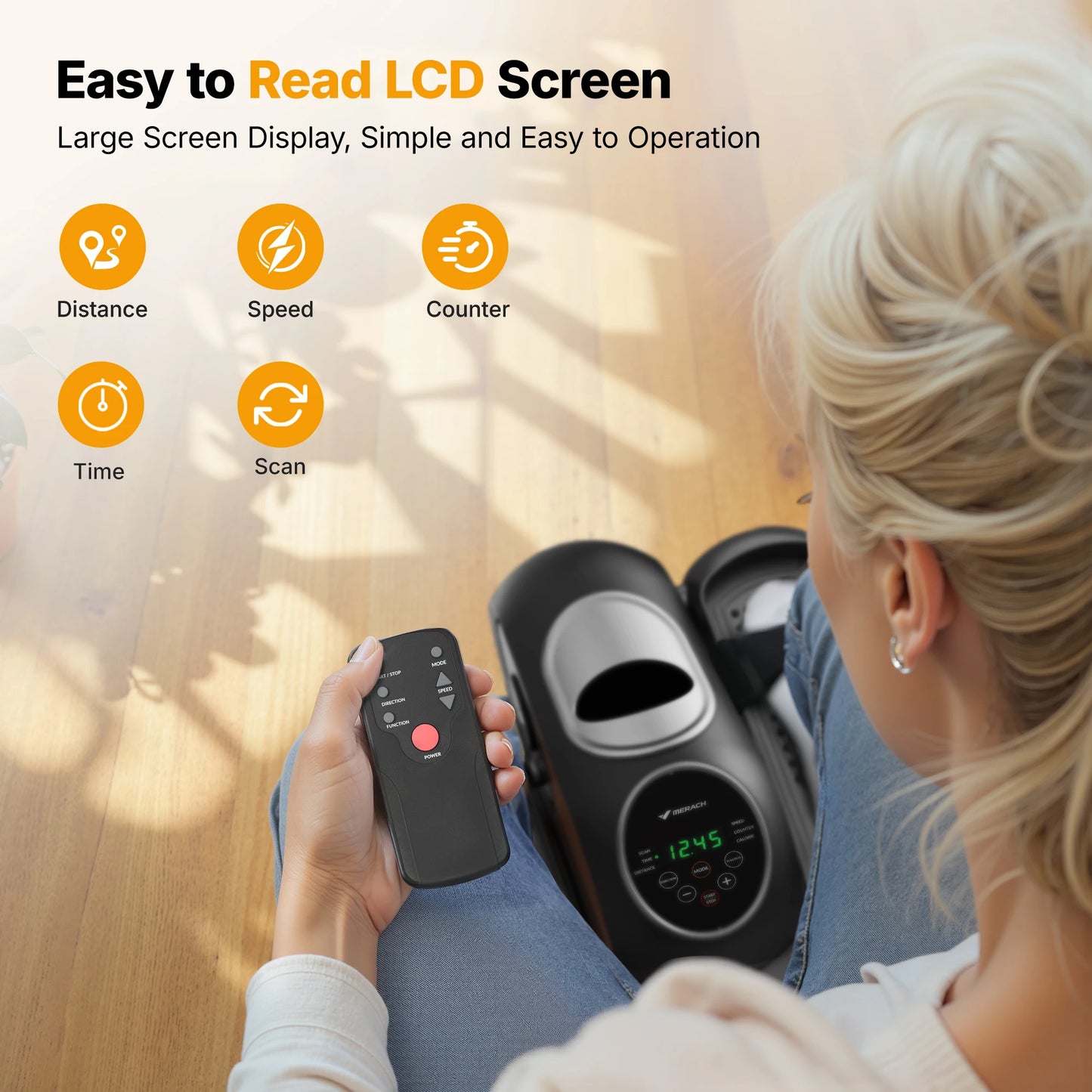 MERACH MERACH Under Desk Elliptical Electric Quiet LED Display  Pedal Exerciser with Remote & Touch Screen 12 Speed + 12 Auto Modes Heart Rate Monitor Portable Low Impact for Office Home Rehabilitation